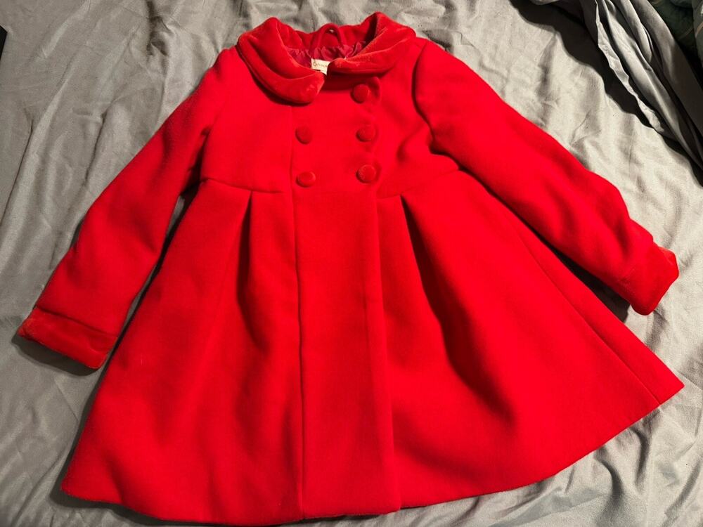 Catherine Malandrino Red Double Breasted Pea Coat Princess Twirl Size 4⭐️